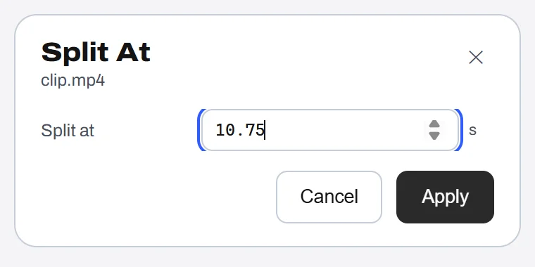 SpinShare Split At — real app capture